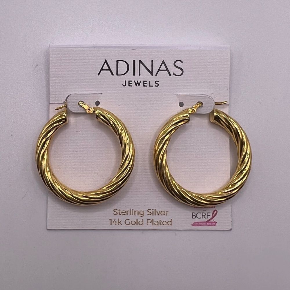 Adinas Jewels 18k Gold Plated Chunky Swirl Hoop Earrings New - Picture 2 of 3